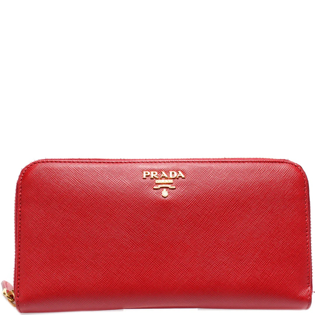 PRADA SAFFIANO LEATHER ZIP AROUND WALLET