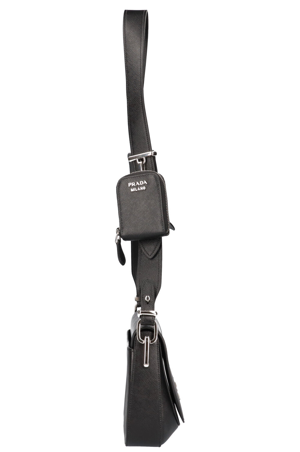 PRADA Shoulder Bag with Pouch Saffiano Black