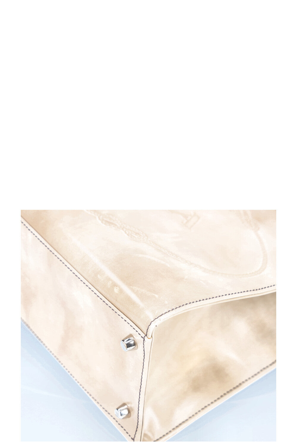 PRADA Logo Top Handle Flap Bag Beige