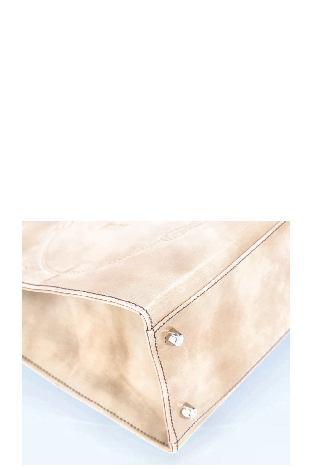 PRADA Logo Top Handle Flap Bag Beige