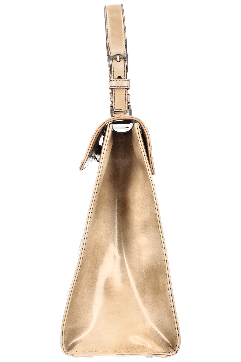 PRADA Logo Top Handle Flap Bag Beige