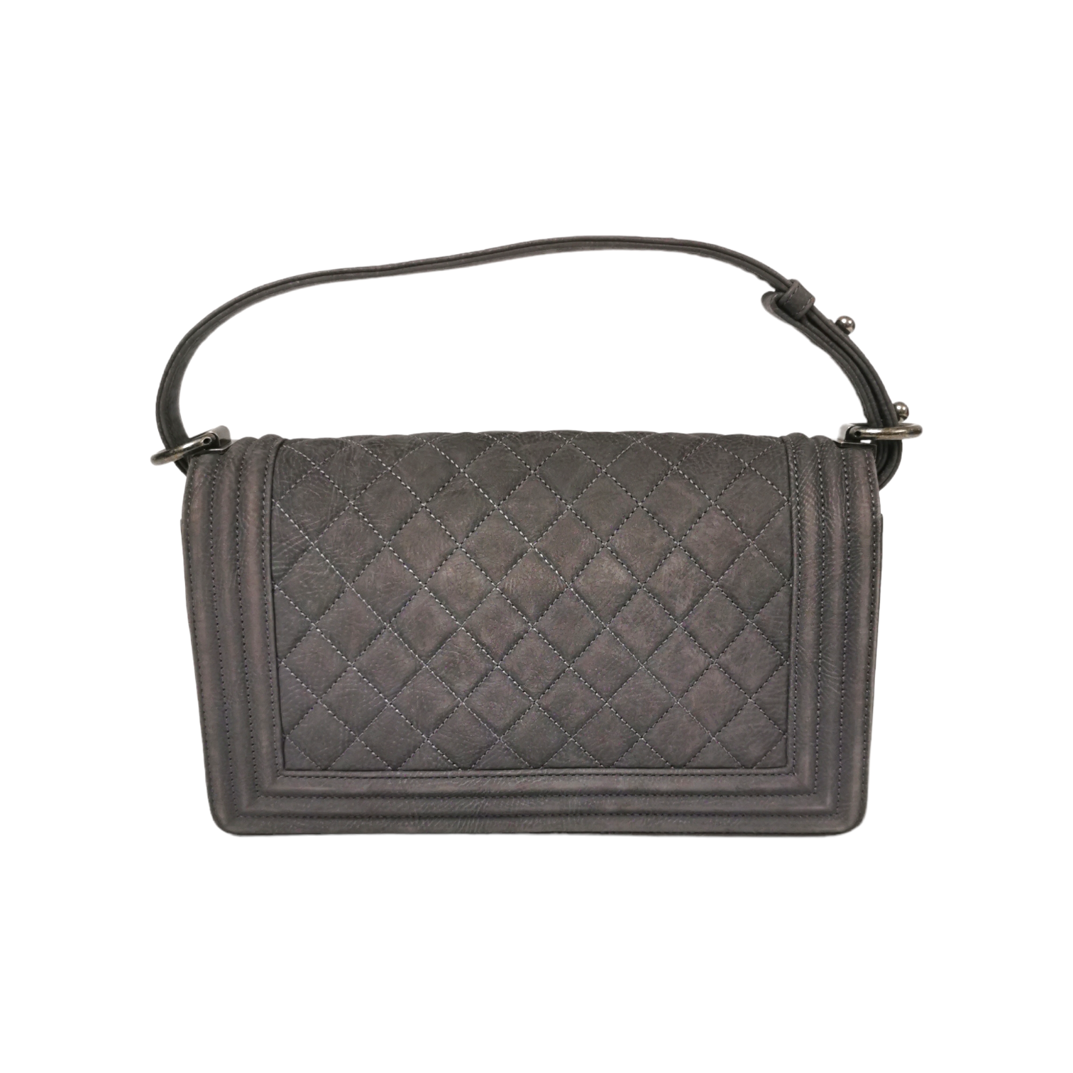 Chanel Boy Medium Grey Suede Ruthenium