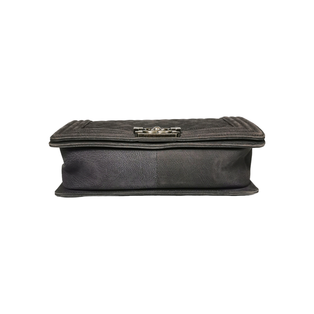 Chanel Boy Medium Grey Suede Ruthenium