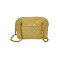 Chanel Camera Bag Small Beige Lambskin Gold