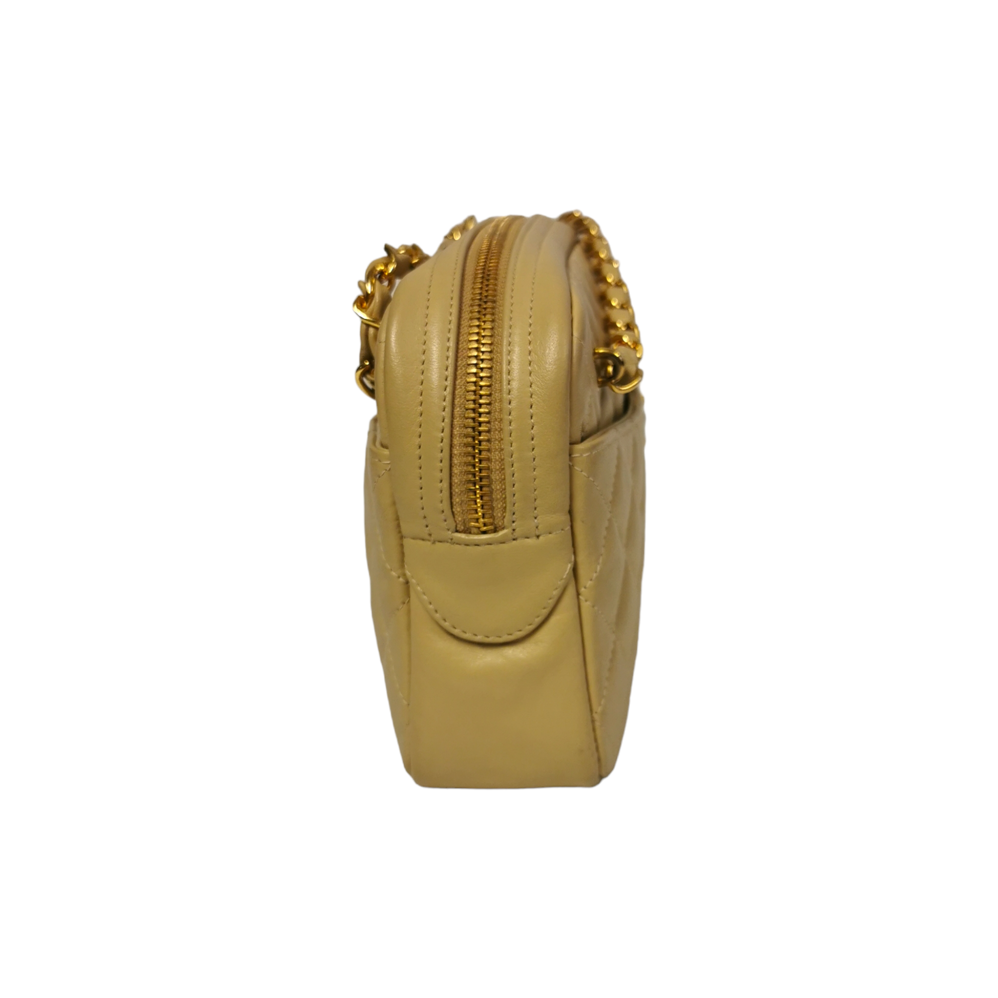 Chanel Camera Bag Small Beige Lambskin Gold