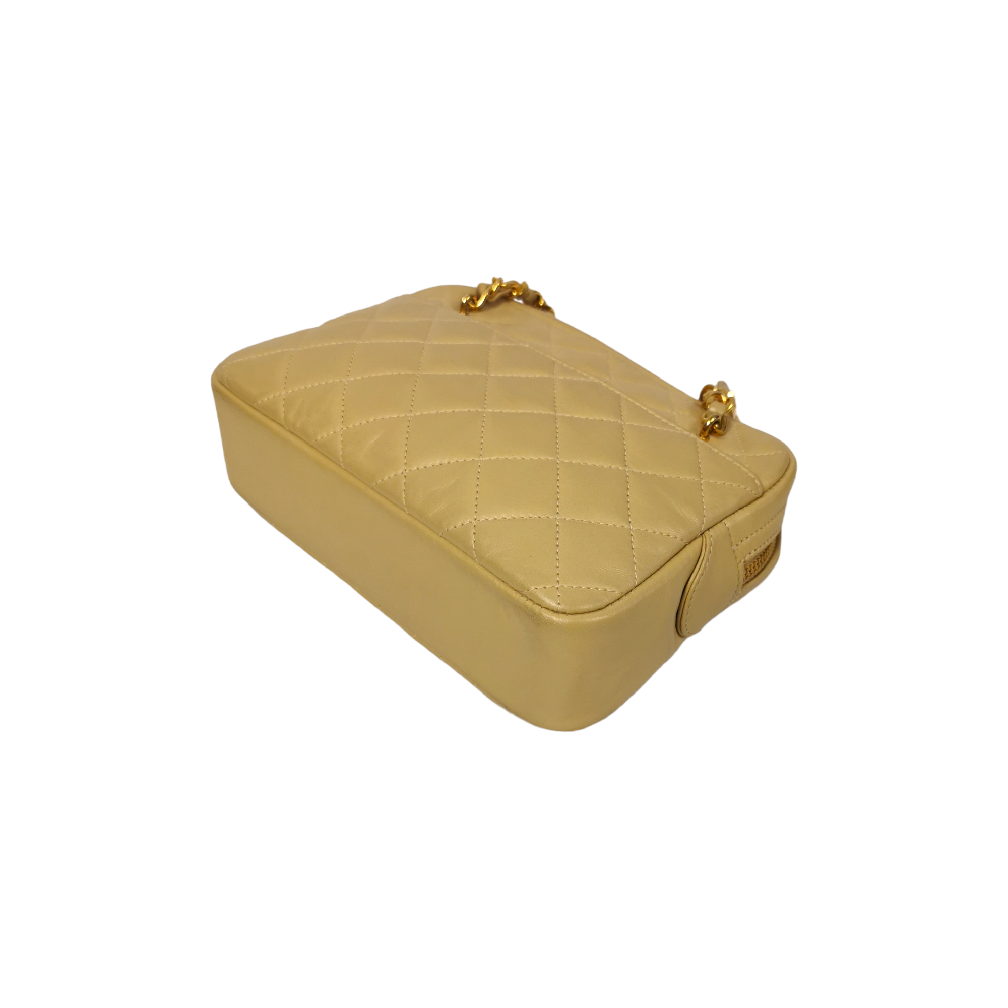 Chanel Camera Bag Small Beige Lambskin Gold