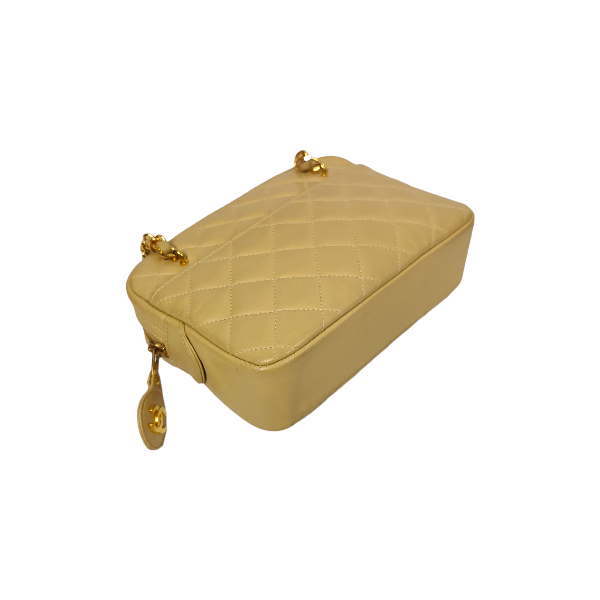 Chanel Camera Bag Small Beige Lambskin Gold
