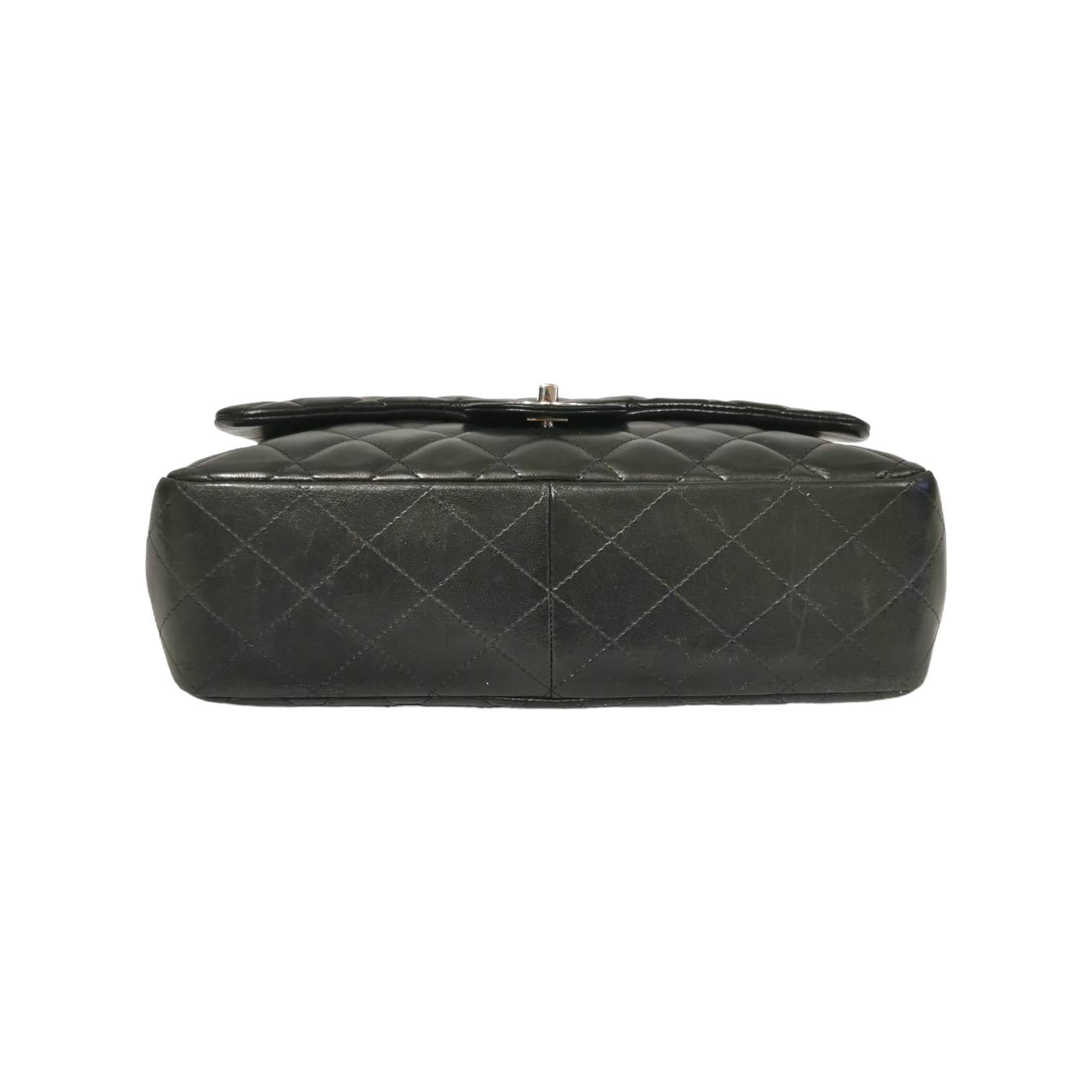 Chanel Classic Single Flap Jumbo Black Lambskin Silver