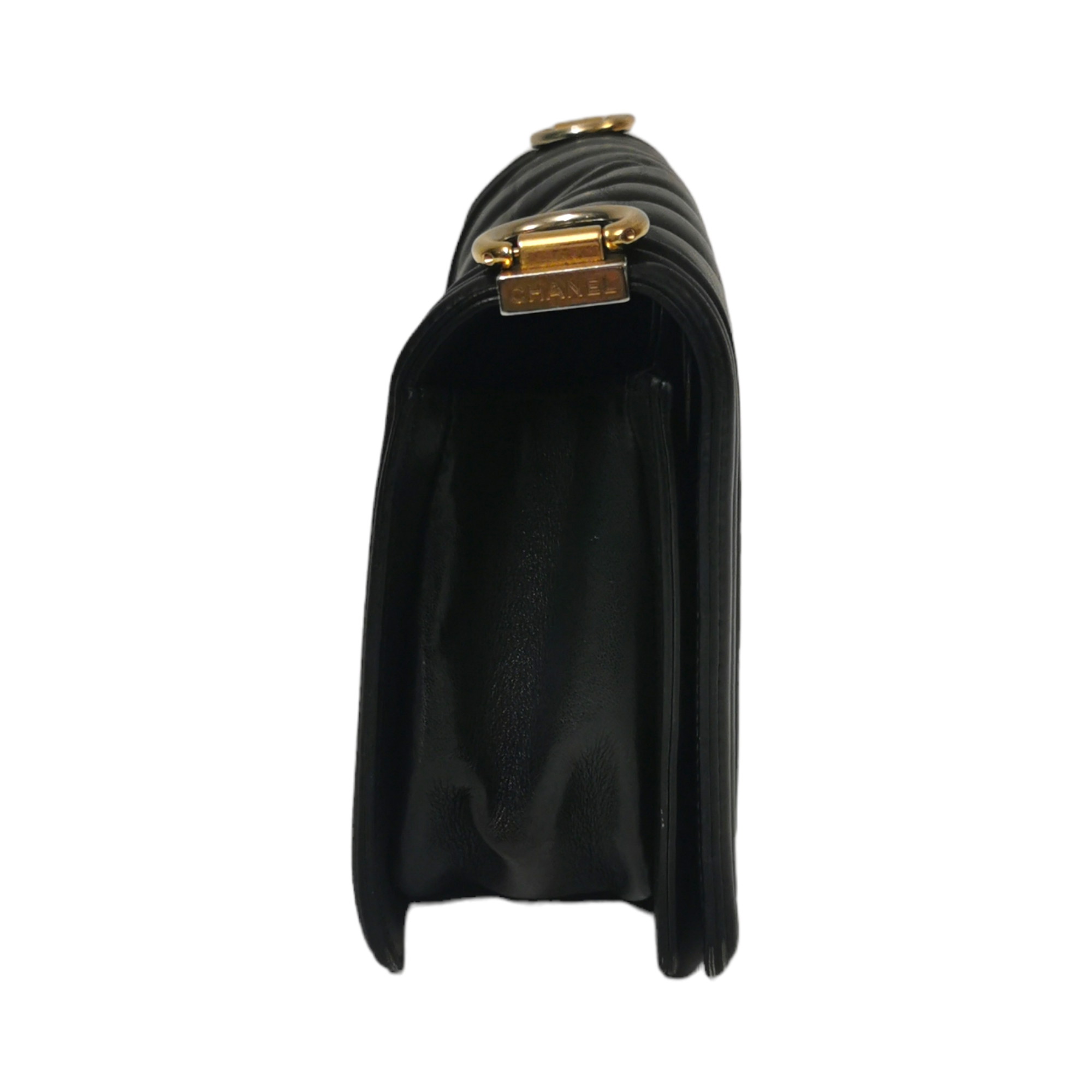 Chanel Boy Medium Black Chevron Lambskin Gold