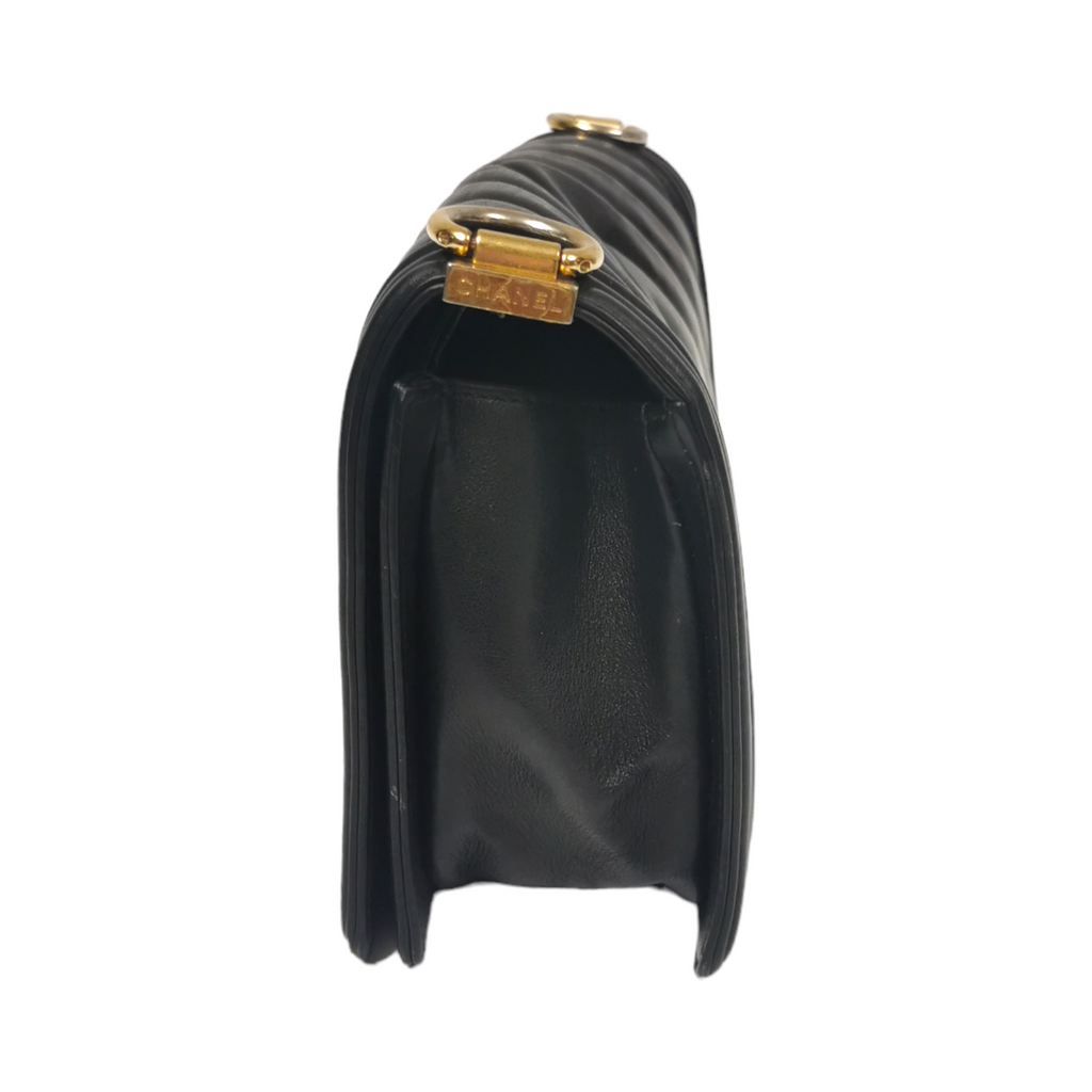 Chanel Boy Medium Black Chevron Lambskin Gold