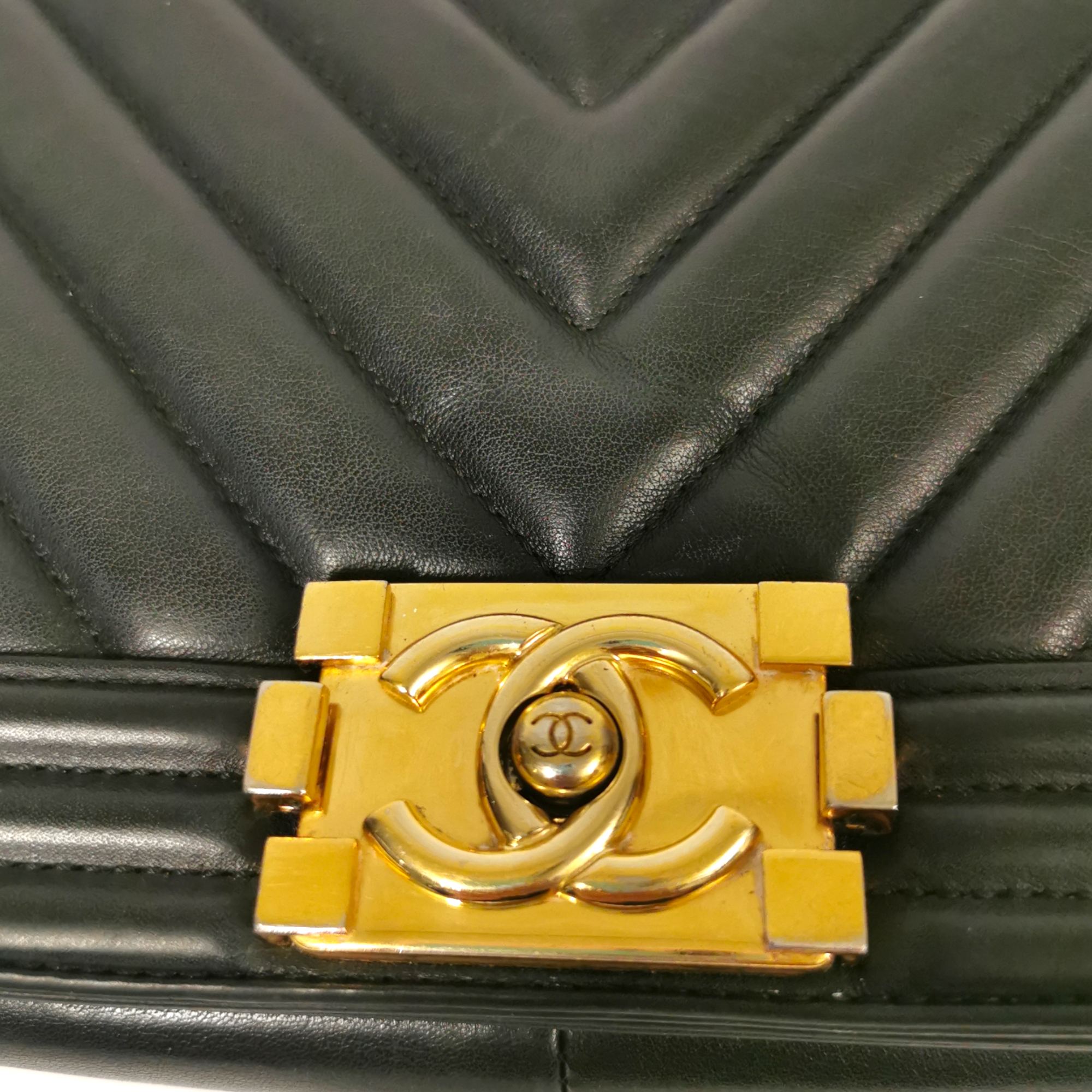 Chanel Boy Medium Black Chevron Lambskin Gold