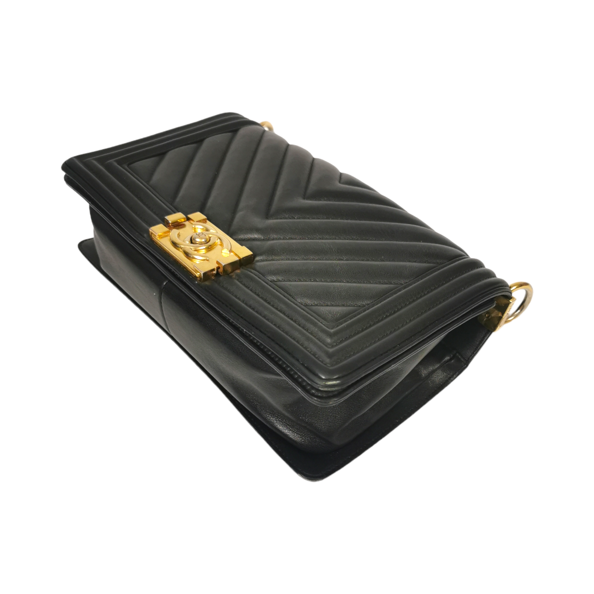 Chanel Boy Medium Black Chevron Lambskin Gold