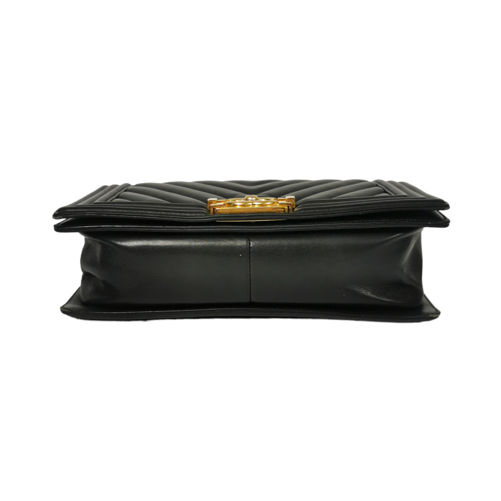 Chanel Boy Medium Black Chevron Lambskin Gold