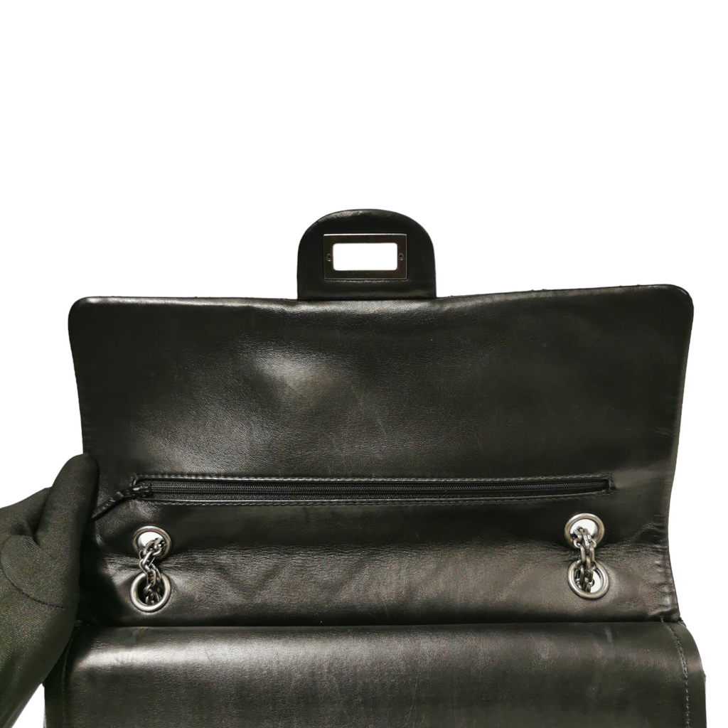 Chanel Reissue 2.55 Maxi Black Patent Leather Ruthenium