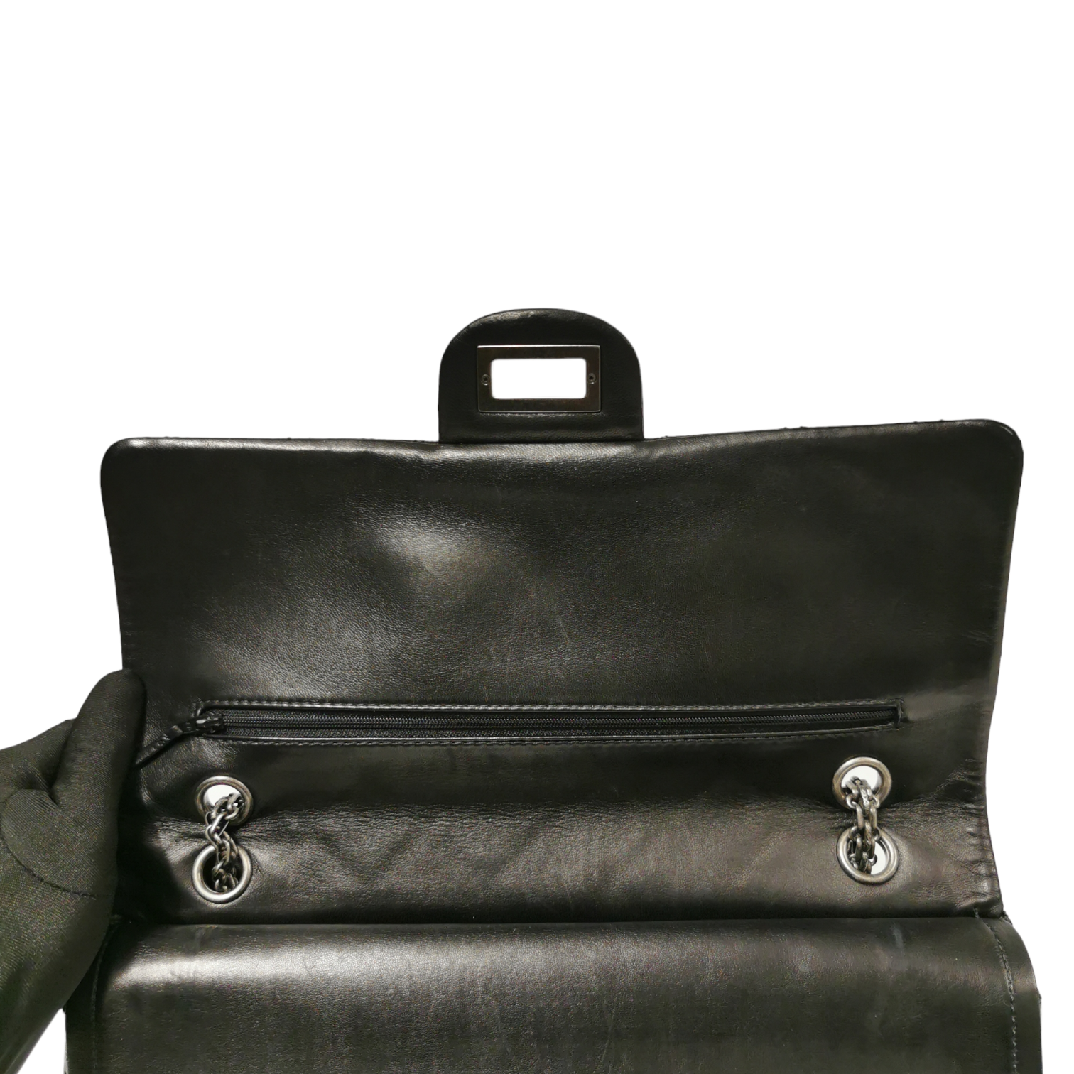 Chanel Reissue 2.55 Maxi Black Patent Leather Ruthenium