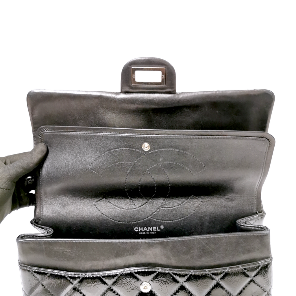 Chanel Reissue 2.55 Maxi Black Patent Leather Ruthenium