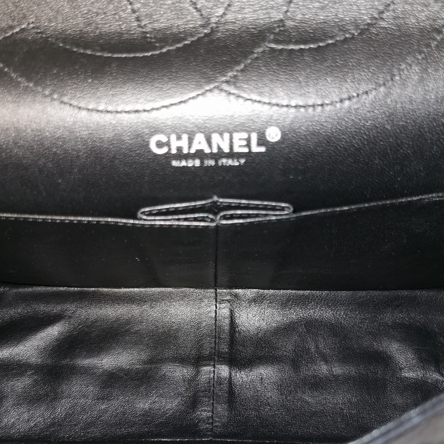 Chanel Reissue 2.55 Maxi Black Patent Leather Ruthenium