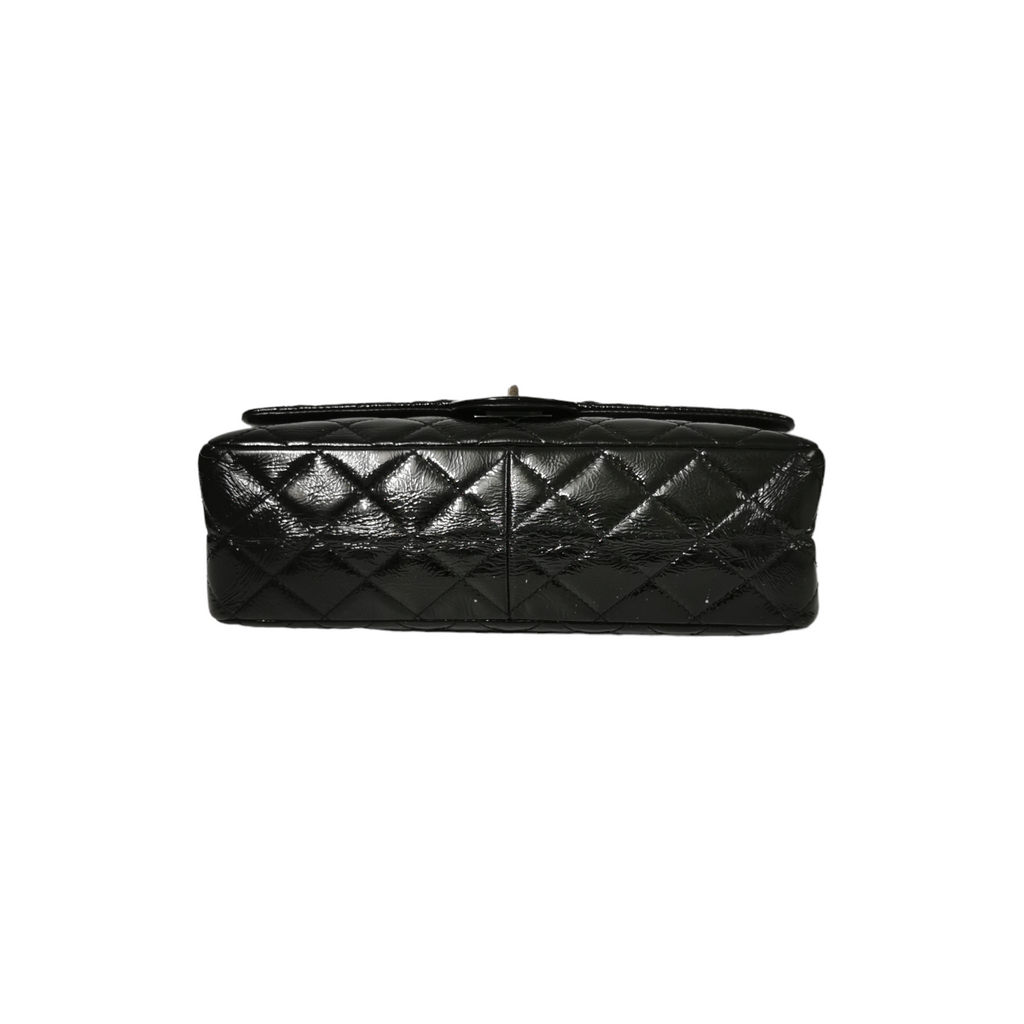 Chanel Reissue 2.55 Maxi Black Patent Leather Ruthenium