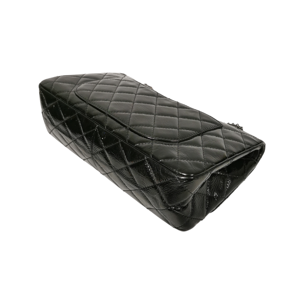 Chanel Reissue 2.55 Maxi Black Patent Leather Ruthenium