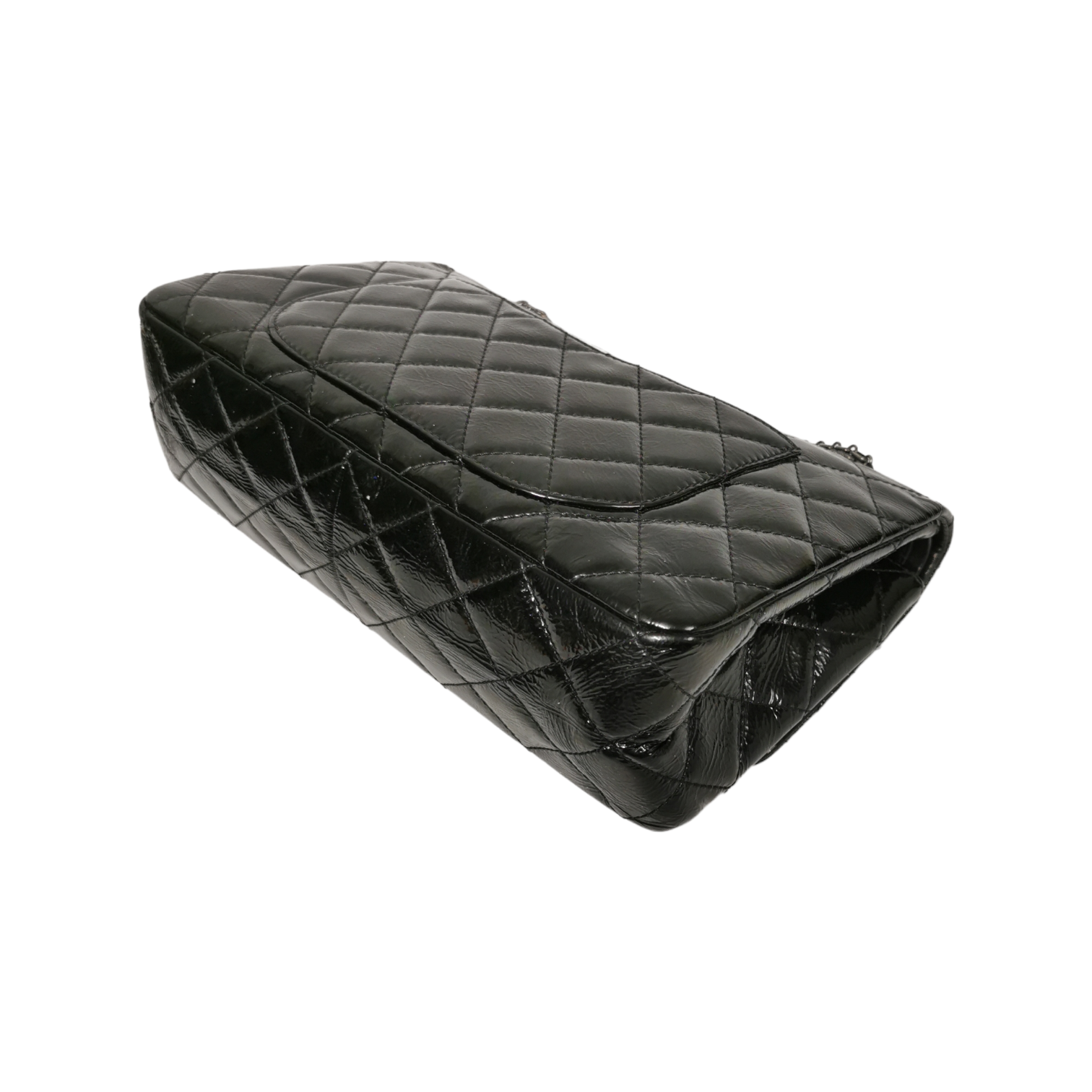 Chanel Reissue 2.55 Maxi Black Patent Leather Ruthenium