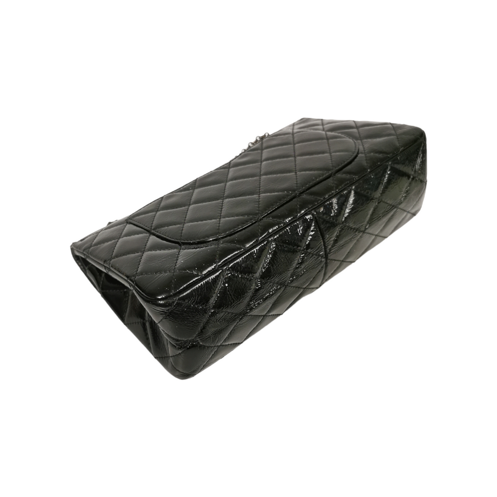 Chanel Reissue 2.55 Maxi Black Patent Leather Ruthenium