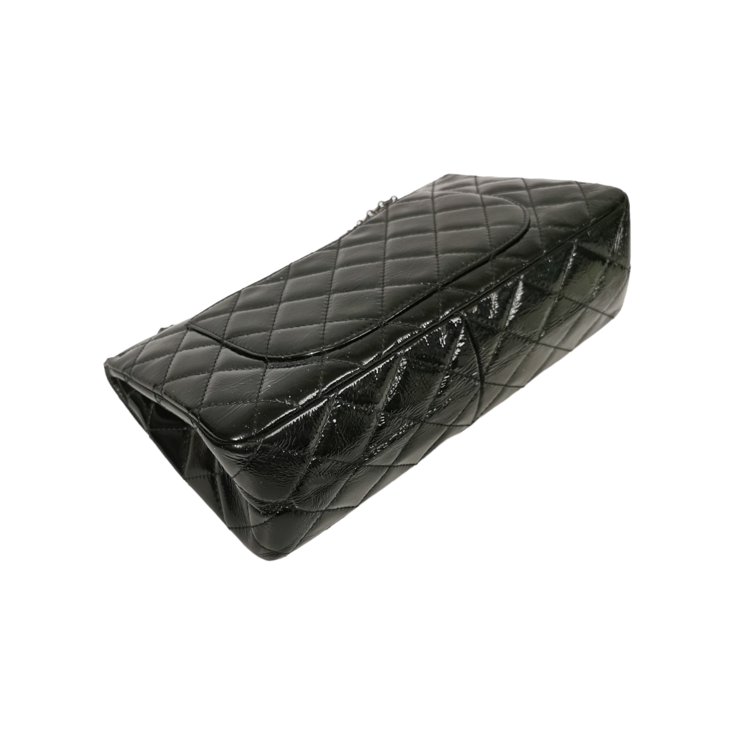 Chanel Reissue 2.55 Maxi Black Patent Leather Ruthenium