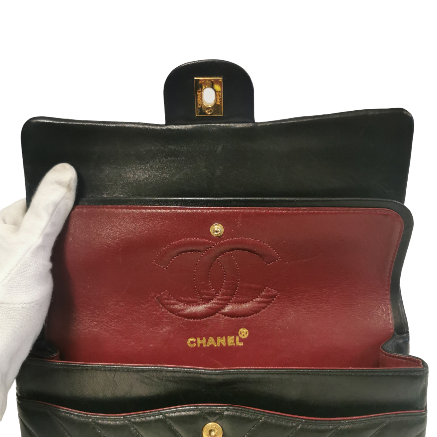 Chanel Classic Double Flap Chevron Black Lambskin Gold