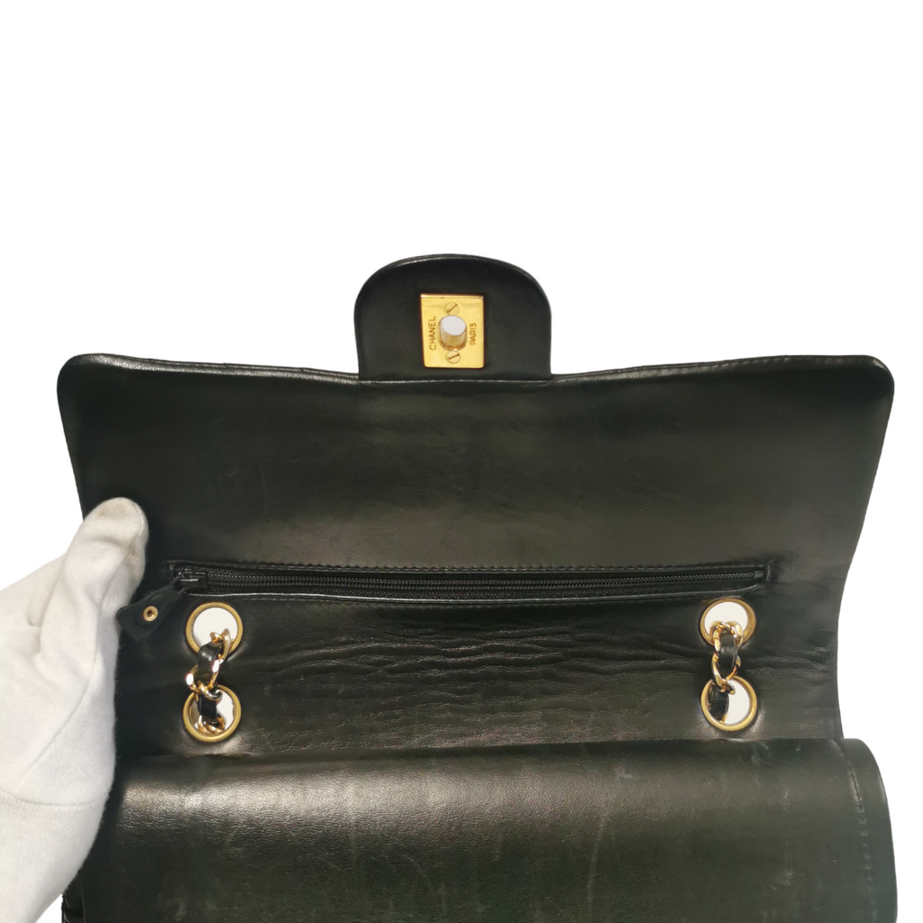 Chanel Classic Double Flap Chevron Black Lambskin Gold