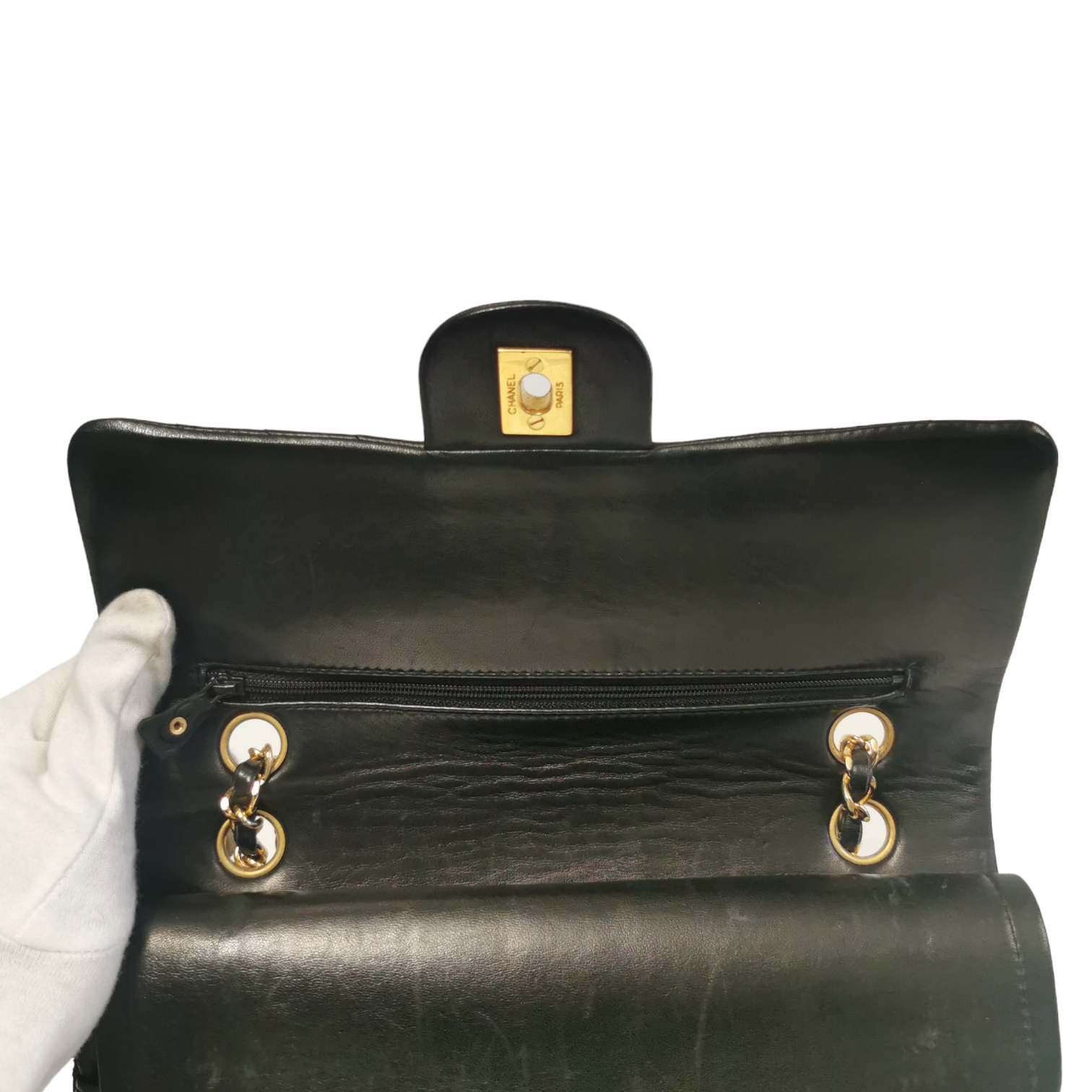 Chanel Classic Double Flap Chevron Black Lambskin Gold