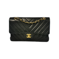 Chanel Classic Double Flap Chevron Black Lambskin Gold