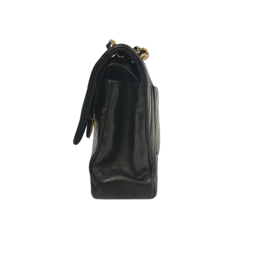 Chanel Classic Double Flap Chevron Black Lambskin Gold