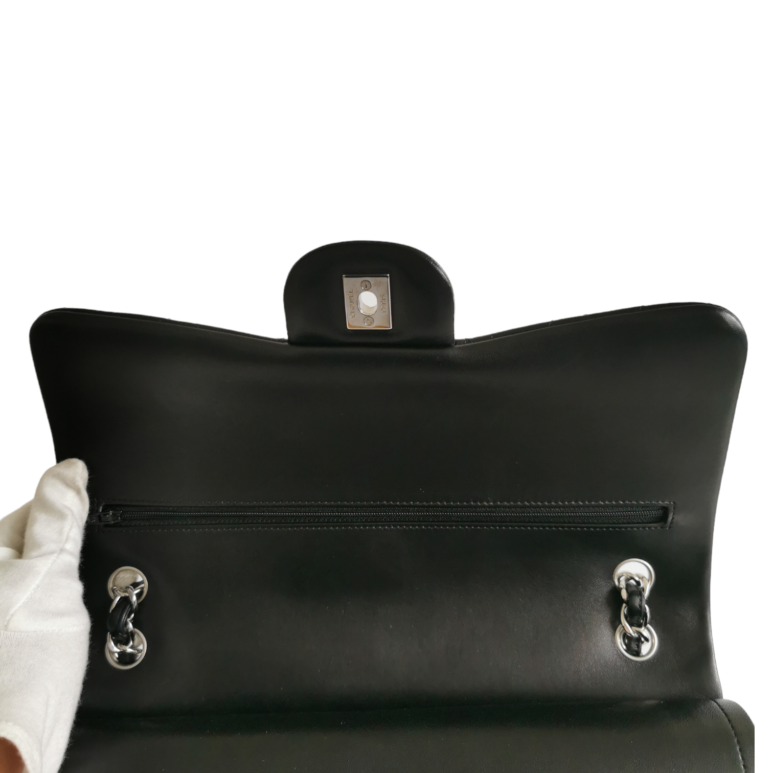 Chanel Classic Double Flap Jumbo Black Lambskin Silver