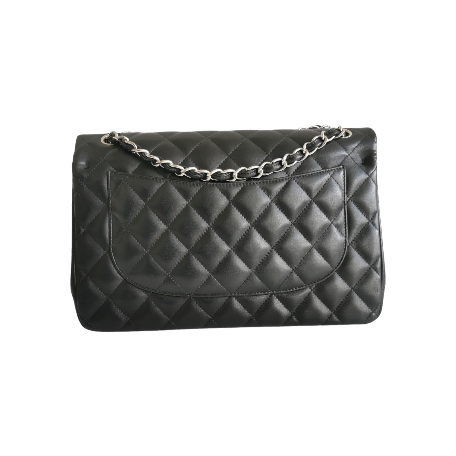 Chanel Classic Double Flap Jumbo Black Lambskin Silver