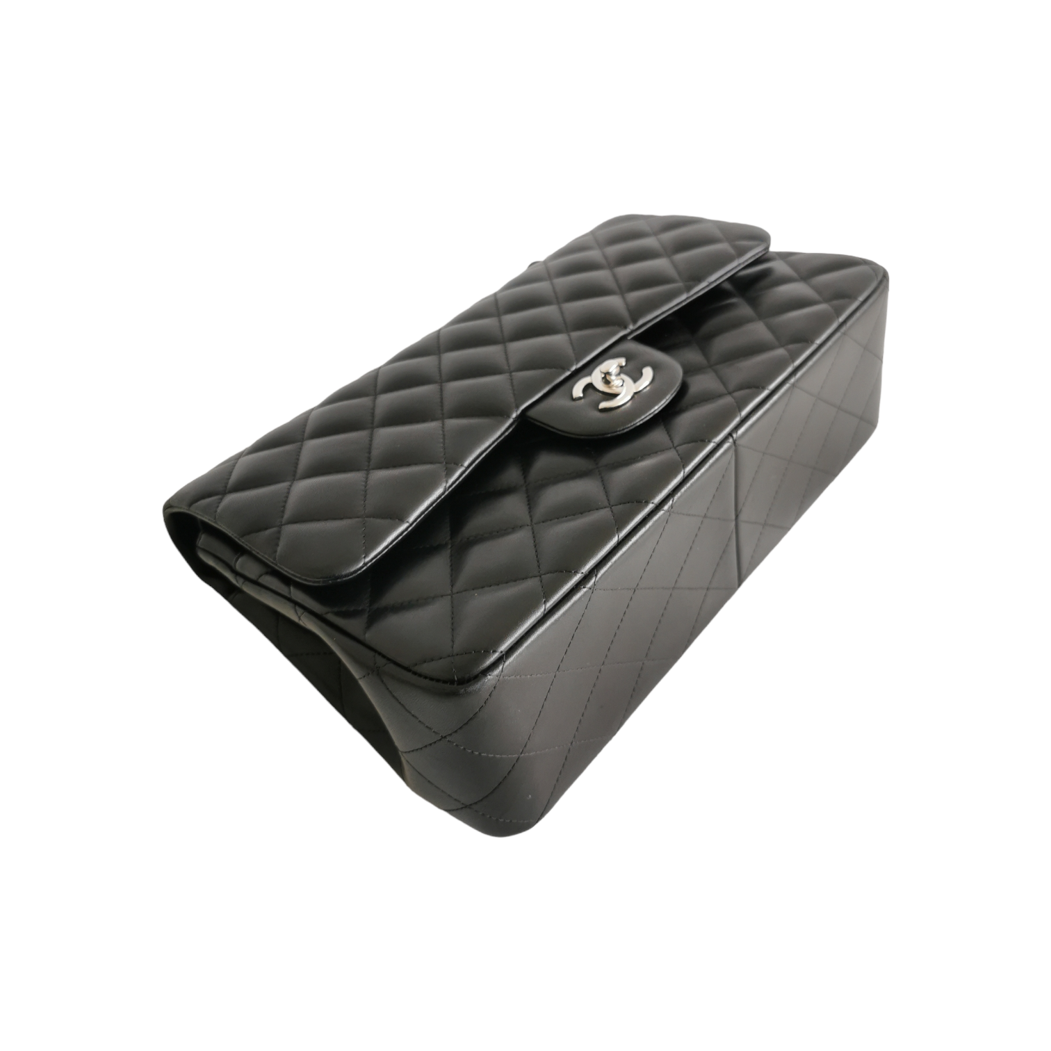 Chanel Classic Double Flap Jumbo Black Lambskin Silver