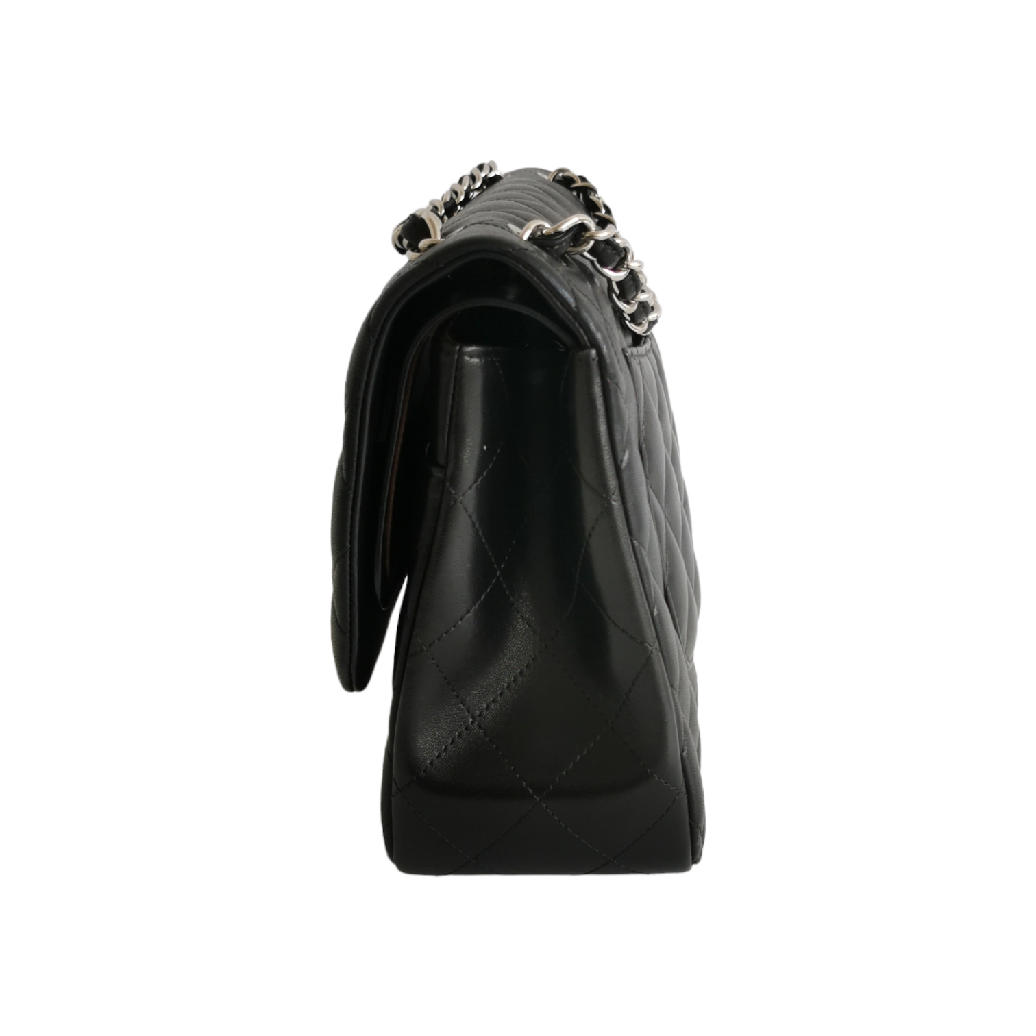 Chanel Classic Double Flap Jumbo Black Lambskin Silver