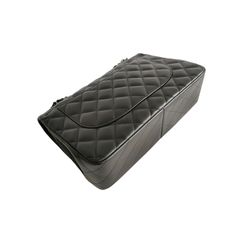 Chanel Classic Double Flap Jumbo Black Lambskin Silver