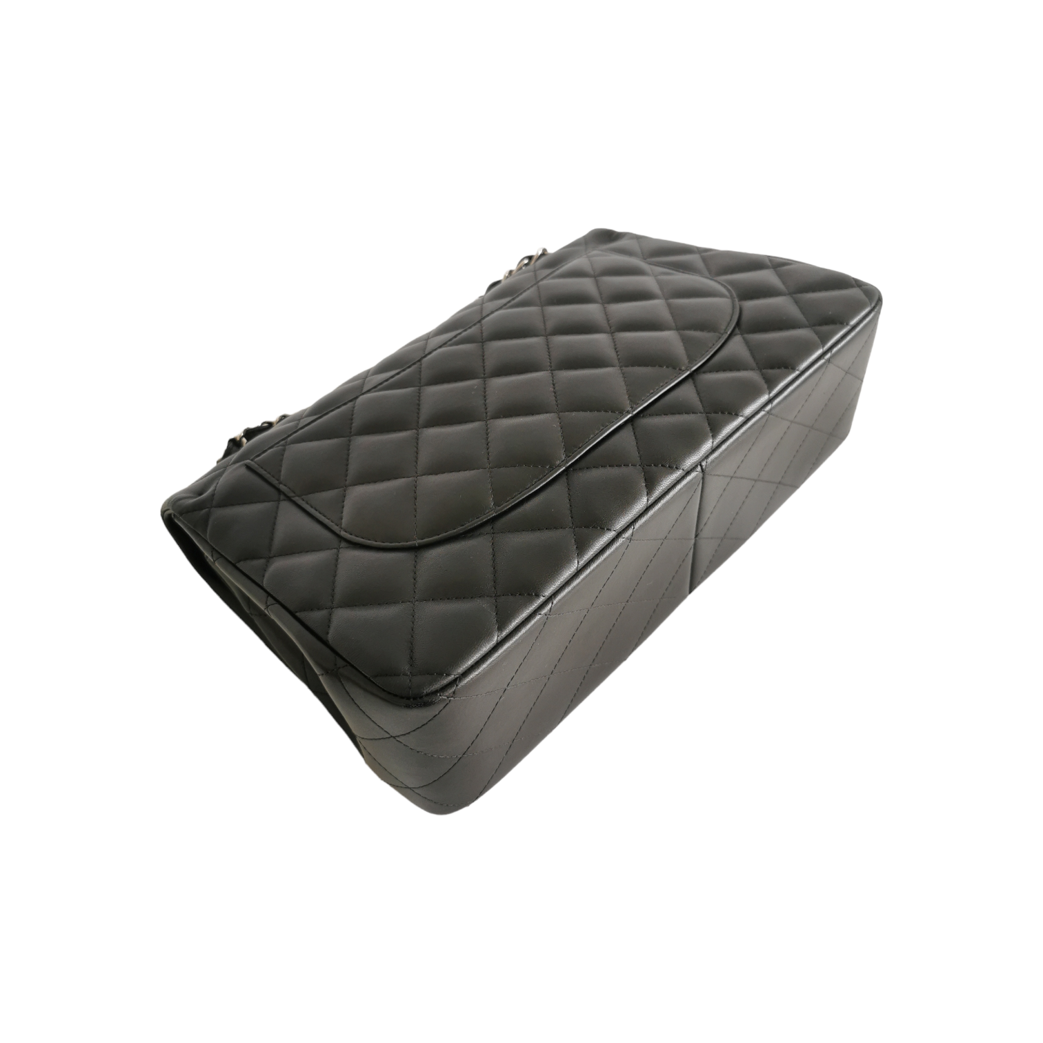 Chanel Classic Double Flap Jumbo Black Lambskin Silver