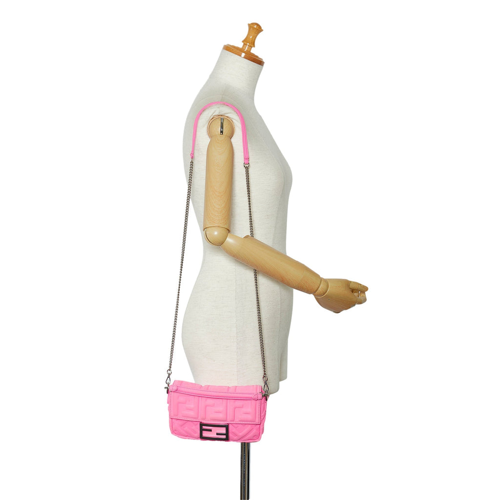 FENDI Mini FF Embossed Lycra Baguette
