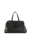 FENDI Black/Brown Woven Canvas & Leather Large Forever Tote Bag