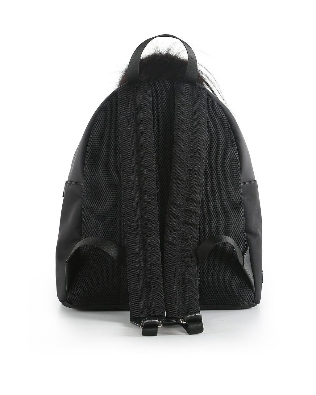 FENDI Black Nylon, Leather, and Fur Monster Eyes Backpack