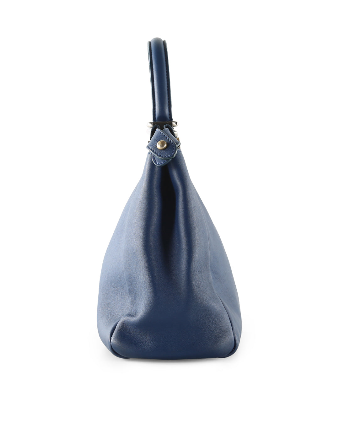 FENDI Blue Leather With Leopard Print Lining Medium Peekaboo Top Handle Bag