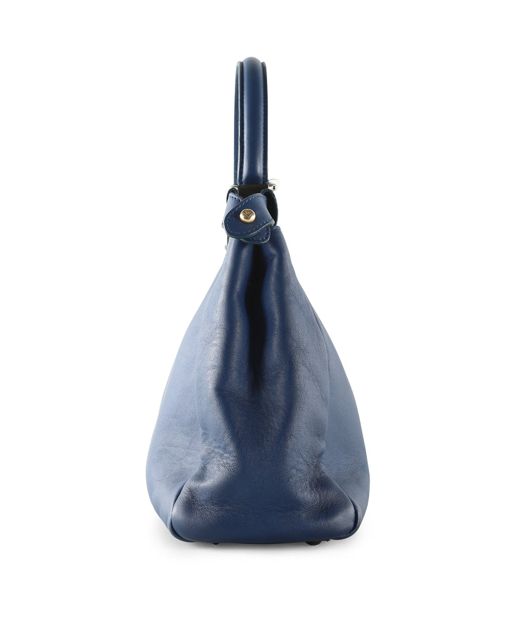 FENDI Blue Leather With Leopard Print Lining Medium Peekaboo Top Handle Bag