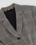 Gucci Grey Wool Checked Blazer Jacket with Logo Buttons Size IT 38 (UK 6)