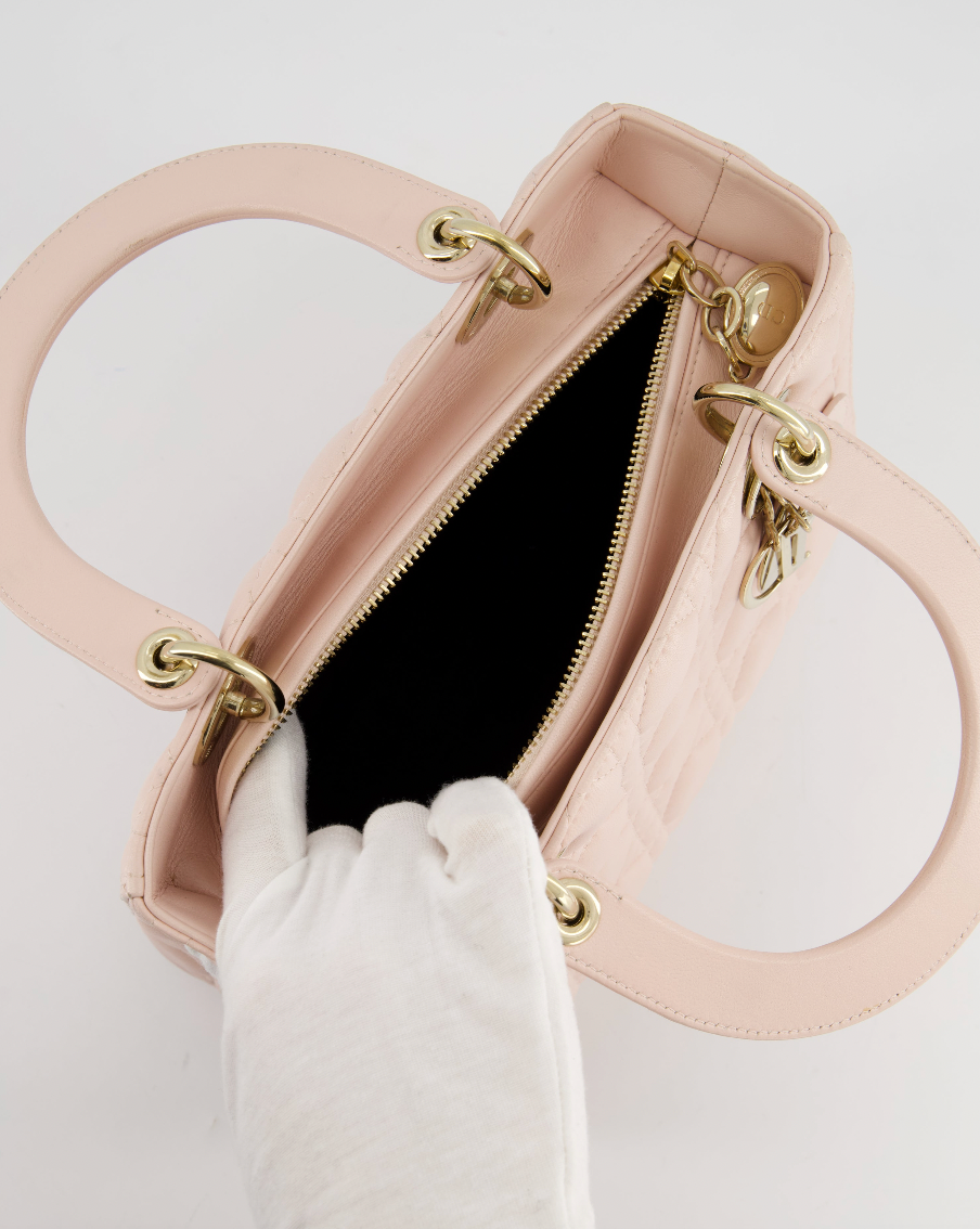 Christian Dior Heavenly Pink Medium Lady Dior Bag in Lambskin Leather with Champagne Gold Hardware