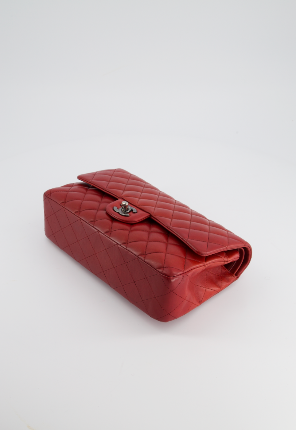Chanel Red Medium Classic Double Flap Bag in Lambskin Leather with Gun Metal Silver Hardware RRP £8530