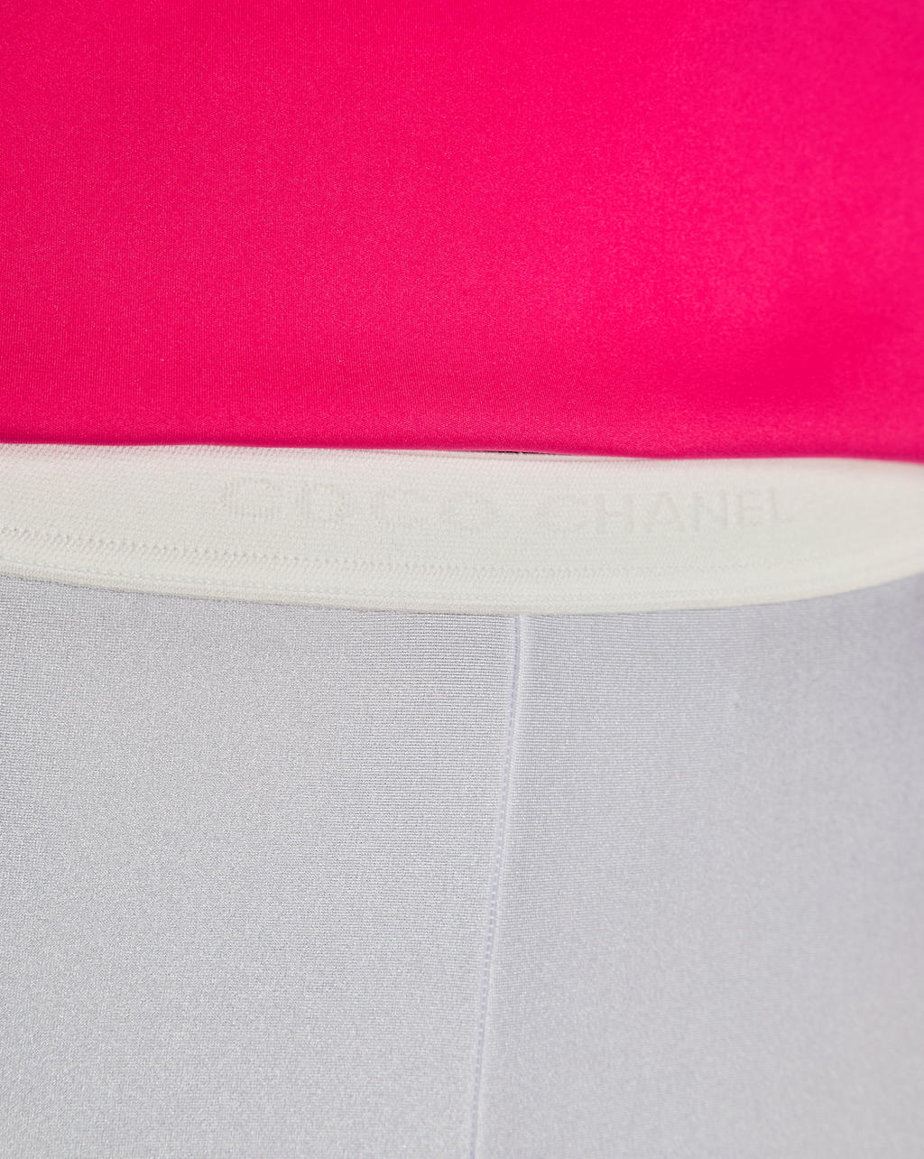 Chanel White Leggings with Coco Chanel Logo Band Detail Size M (UK 10)