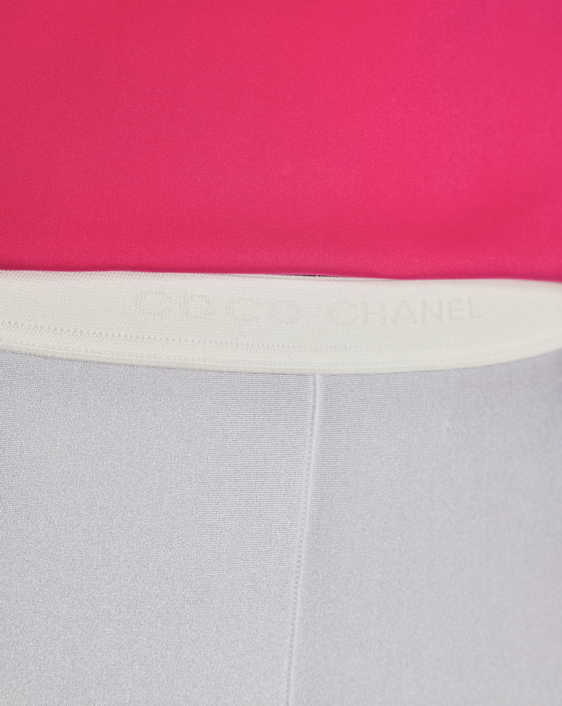 Chanel White Leggings with Coco Chanel Logo Band Detail Size M (UK 10)