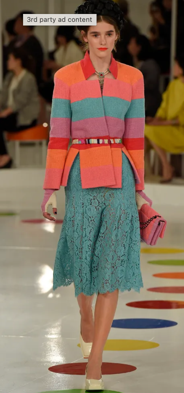 Chanel Cruise 2016 Multi-Coloured Tweed Jacket With Matching Rushed Silk Belt Size FR 36 (UK 8)