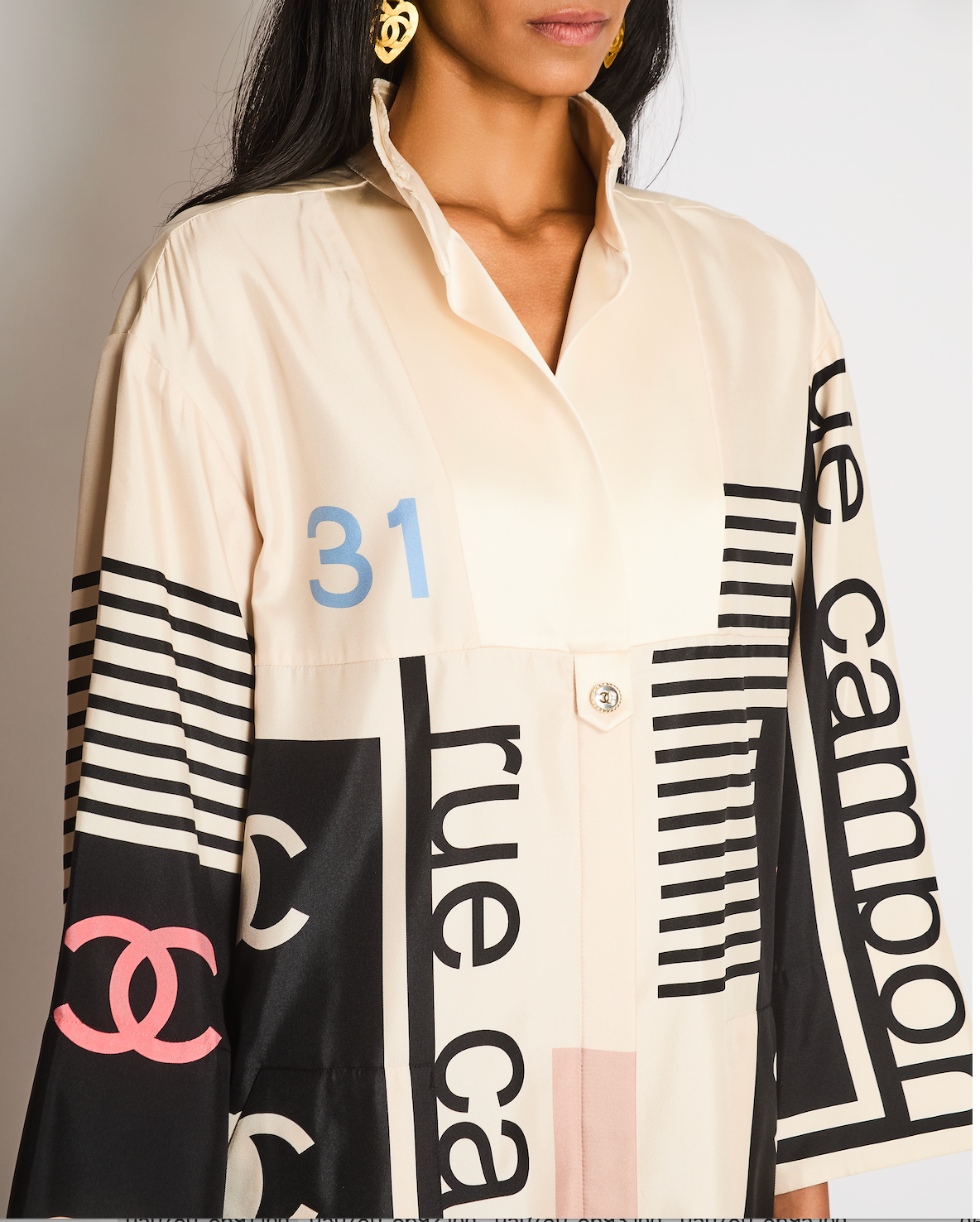 Chanel 21/S Ivory 31 Rue Cambon Stripe Panelled Long Sleeve Dress Size FR 36 (UK 8)