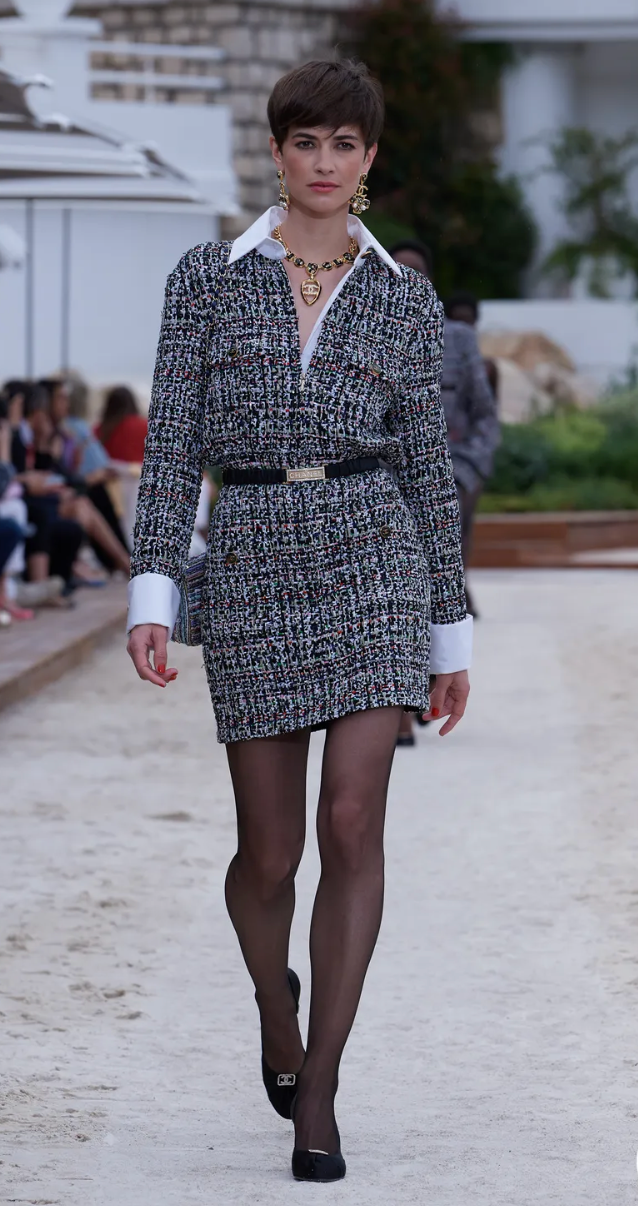 Chanel 23/C Black Tweed Zip Midi Dress with Detachable Collar and Cuff Detail Size FR 38 (UK 10)